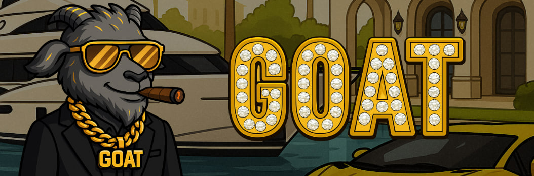 GOAT banner with city background