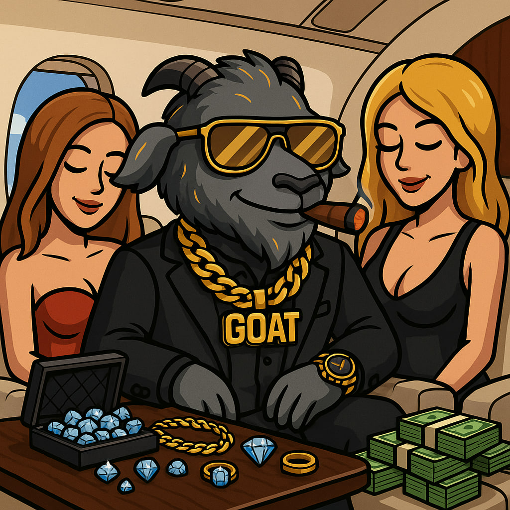 Luxury goat with diamonds and money