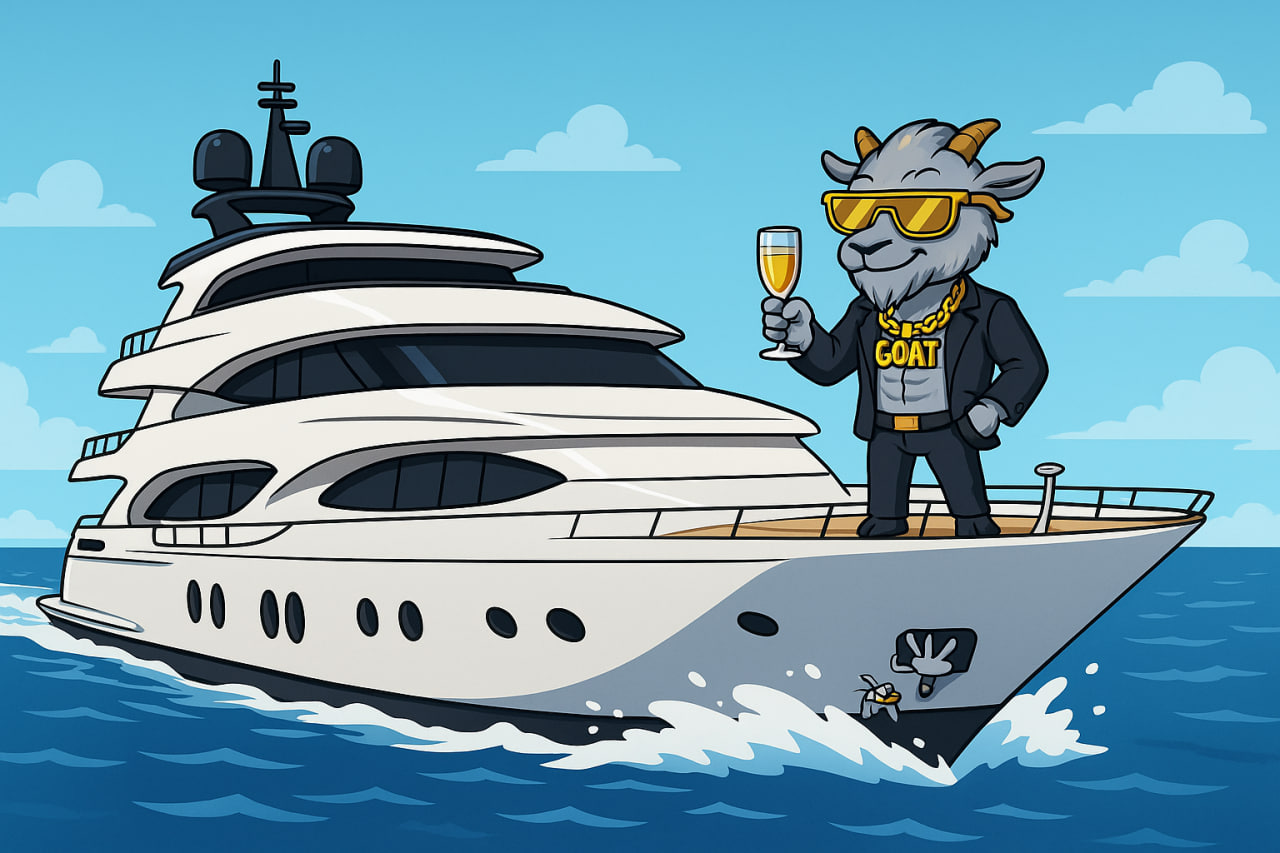 Goat on luxury yacht